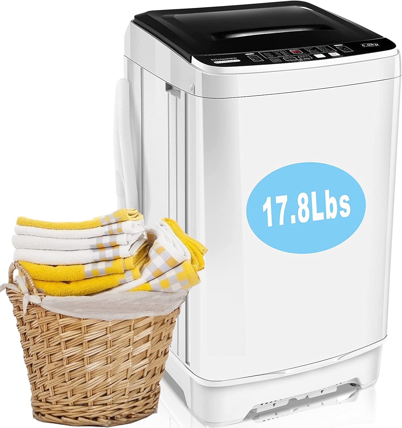Nictemaw 2-in-1 Compact Laundry Washer with Drain Pump